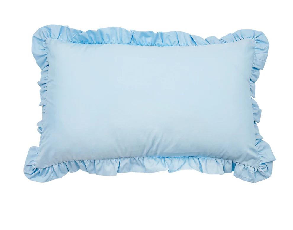 Blue Ruffle Pillowcase