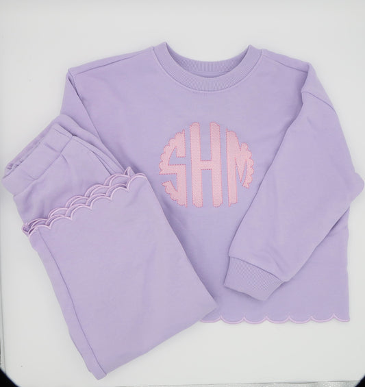 Scallop Sweatshirt and Pants Set