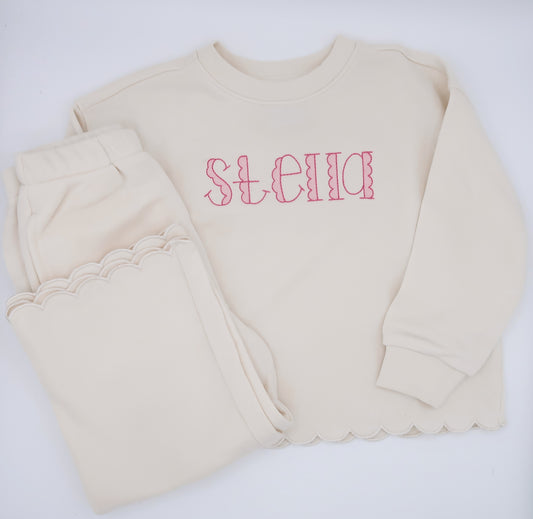 Scallop Sweatshirt and Pants Set