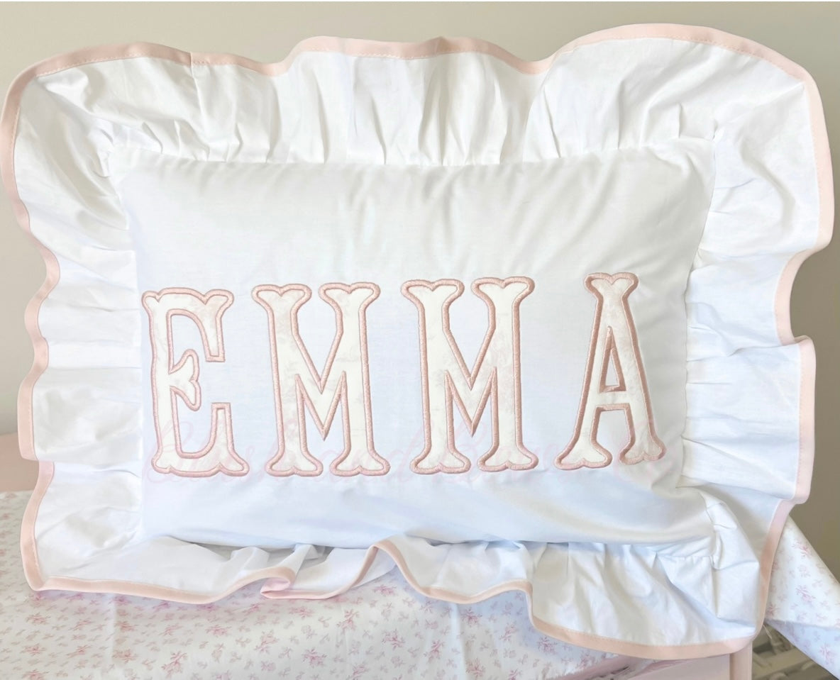 Pink Ruffle Trim Pillowcase