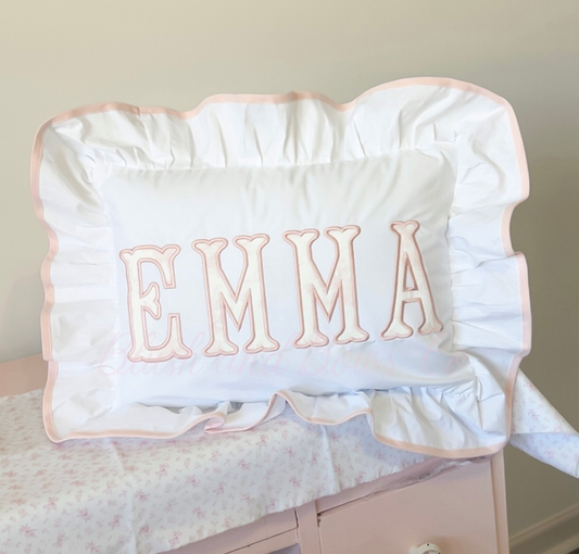 Pink Ruffle Trim Pillowcase